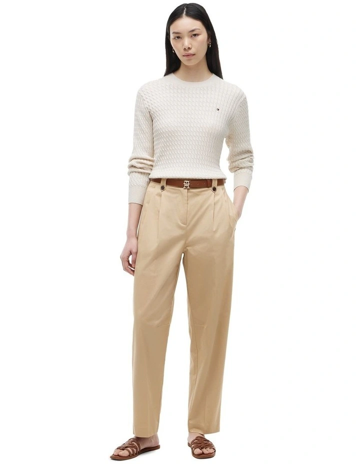 Fine Gauge Cable Knit Jumper in Beige image 4