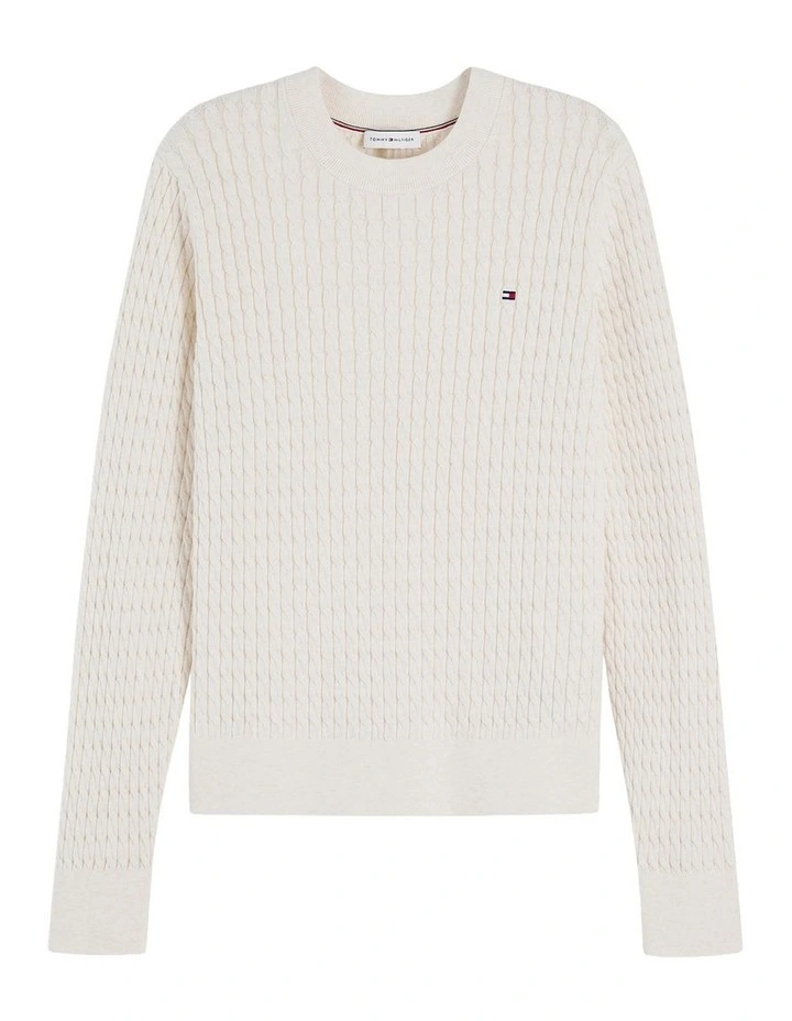 Fine Gauge Cable Knit Jumper in Beige image 5