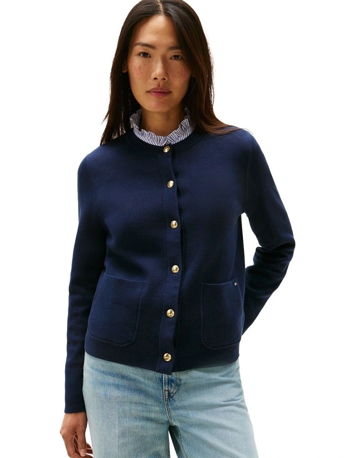 Reversible Jersey Cardigan in Blue image 4