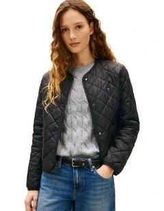 Lightweight Water Repellent Padded Quilted Jacket in Black