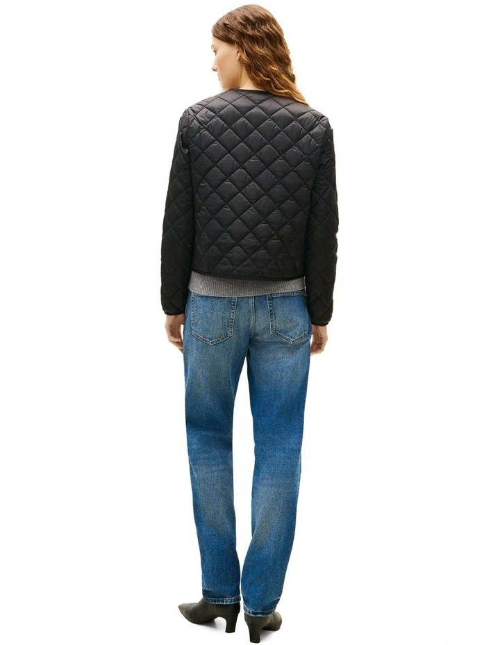 Lightweight Water Repellent Padded Quilted Jacket in Black image 2