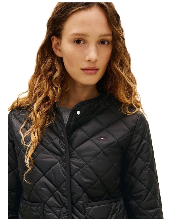 Lightweight Water Repellent Padded Quilted Jacket in Black image 3