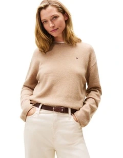 Relaxed Fit Soft Wool Jumper in Beige