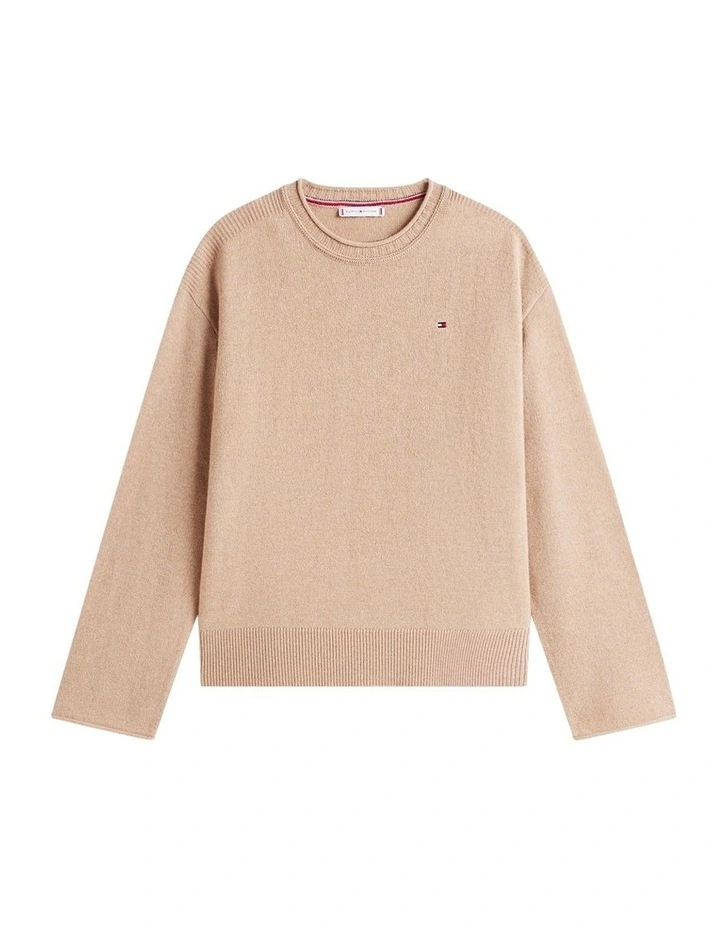 Relaxed Fit Soft Wool Jumper in Beige image 5