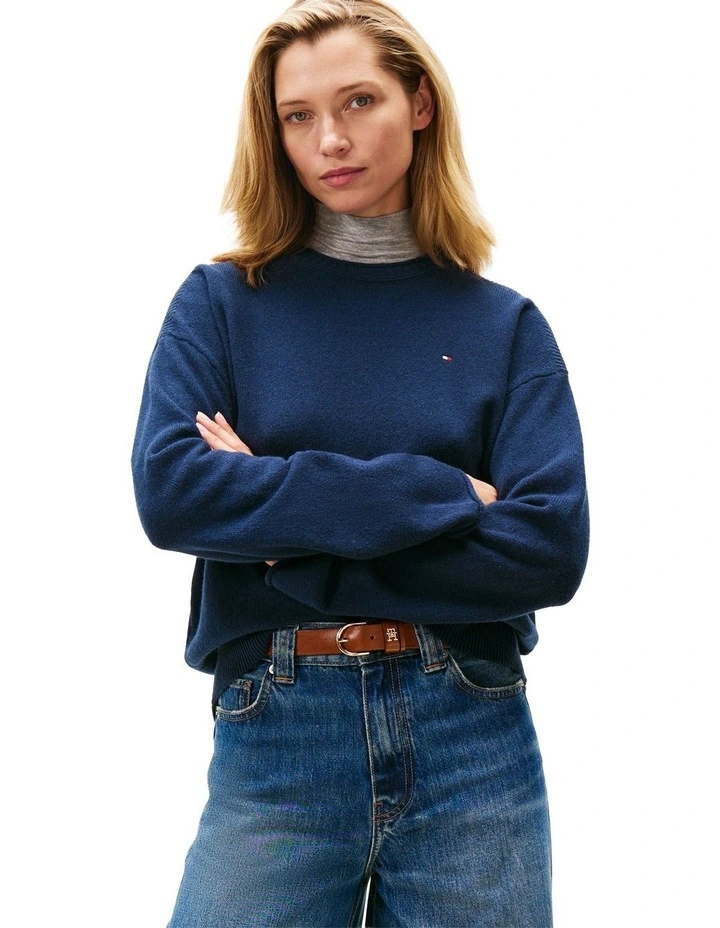 Relaxed Fit Soft Wool Jumper in Blue image 1