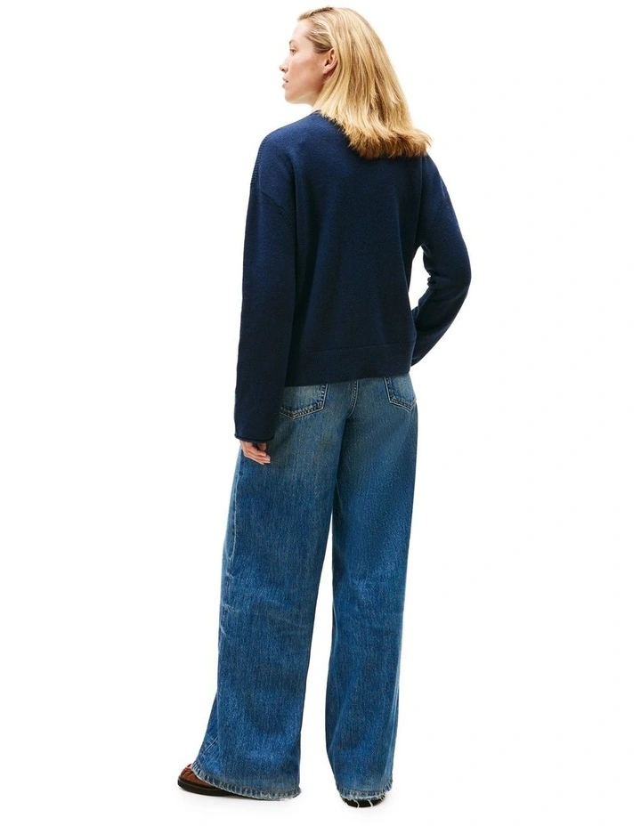 Relaxed Fit Soft Wool Jumper in Blue image 2