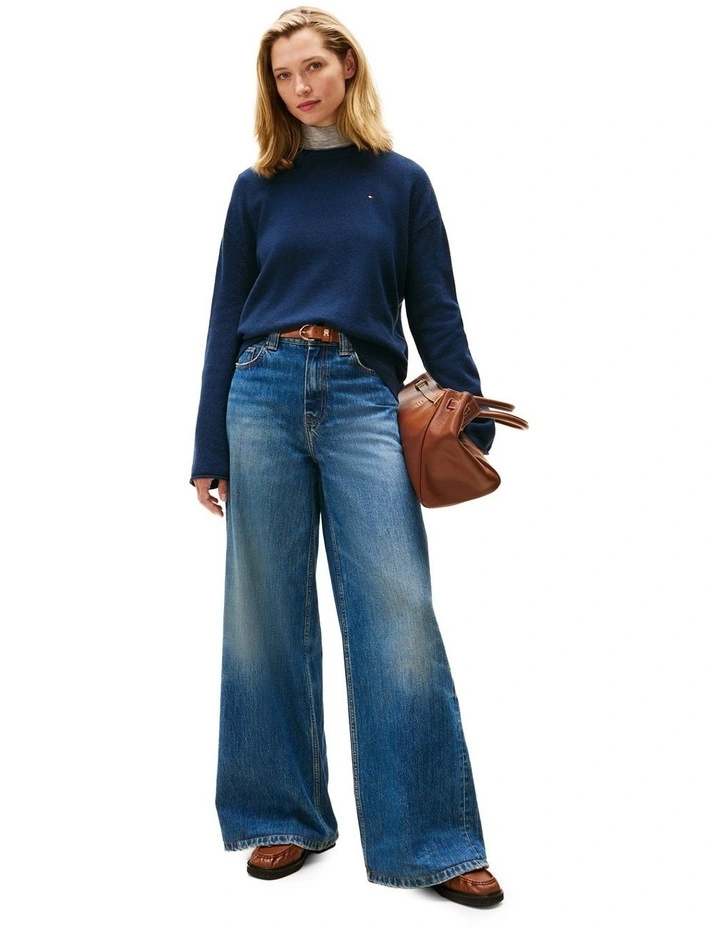Relaxed Fit Soft Wool Jumper in Blue image 4