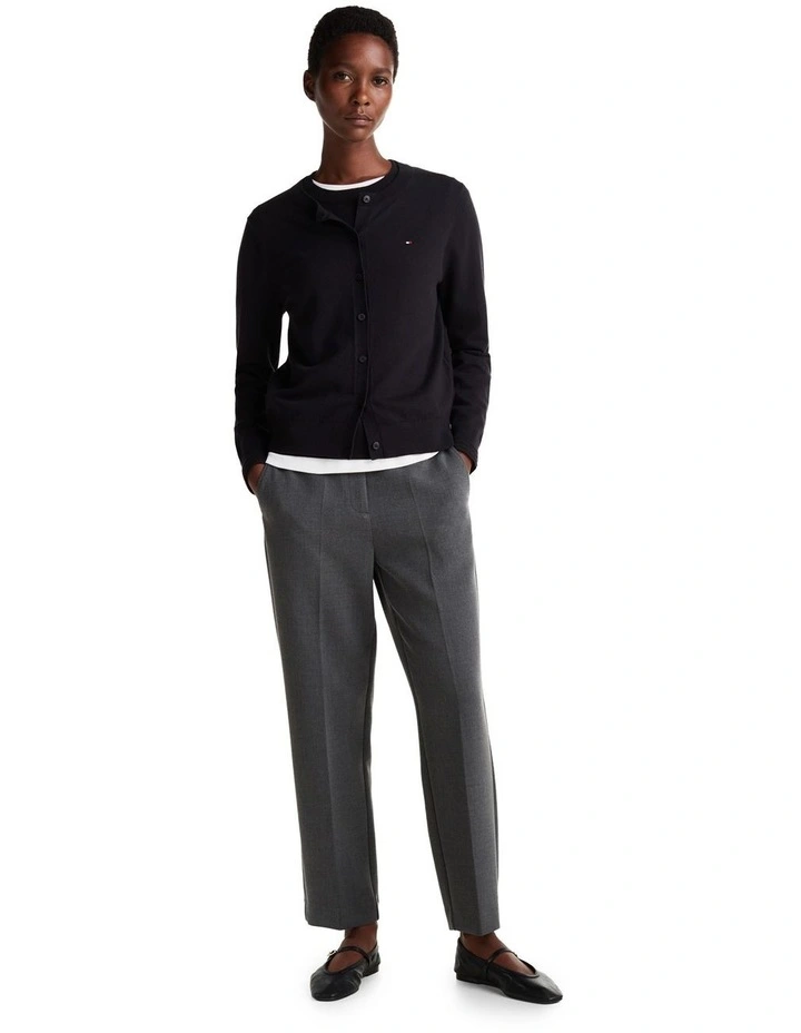 Jersey Crew Neck Cardigan in Black image 4