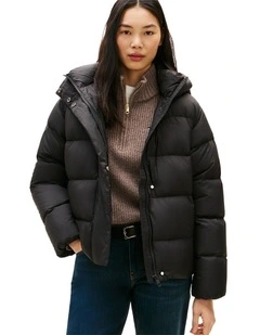 Down Hooded Puffer Jacket in Black