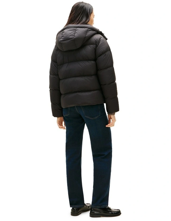 Down Hooded Puffer Jacket in Black image 2