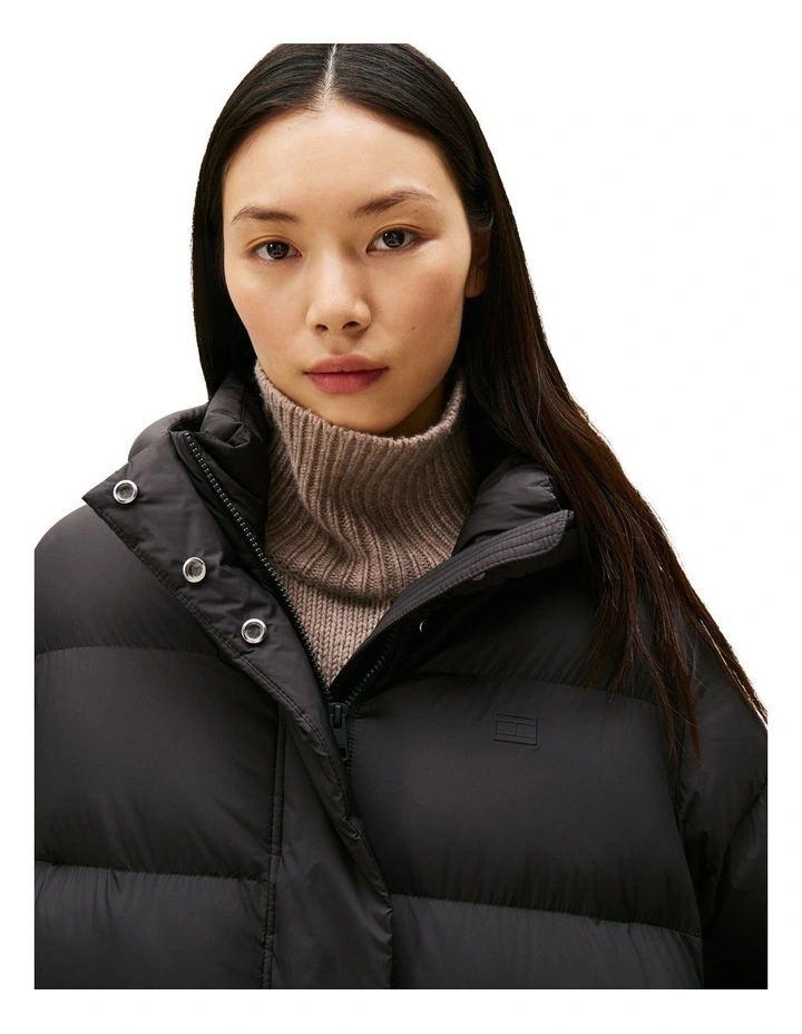 Down Hooded Puffer Jacket in Black image 4
