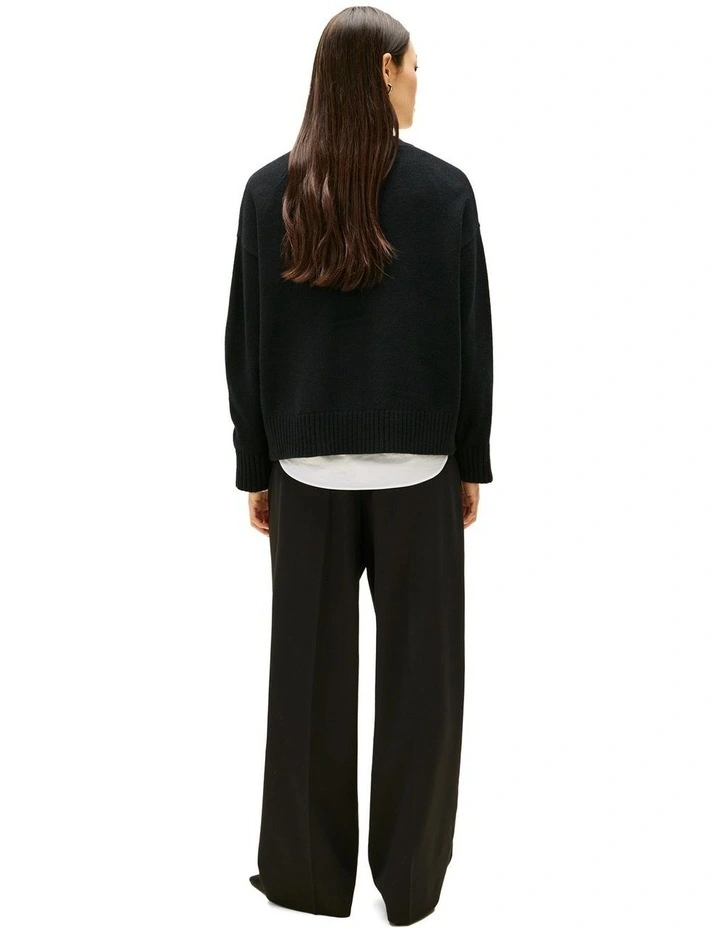 Pure Wool Oversized Cardigan in Black image 2