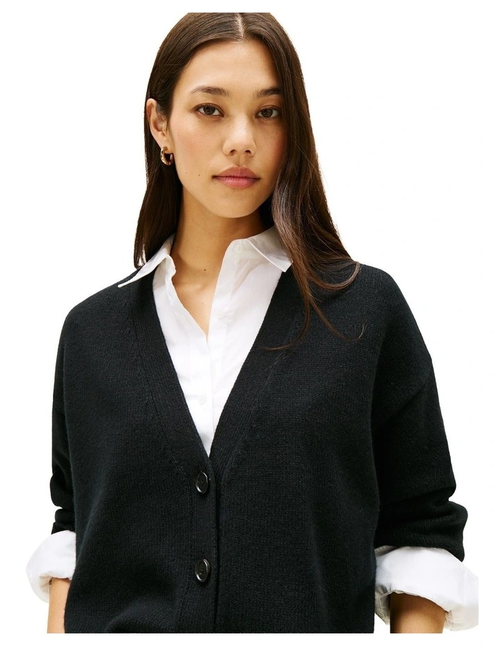 Pure Wool Oversized Cardigan in Black image 3