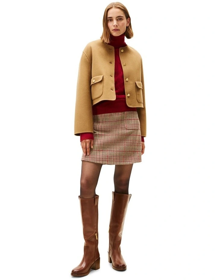 Double-Faced Wool Blend Jacket in Brown image 4