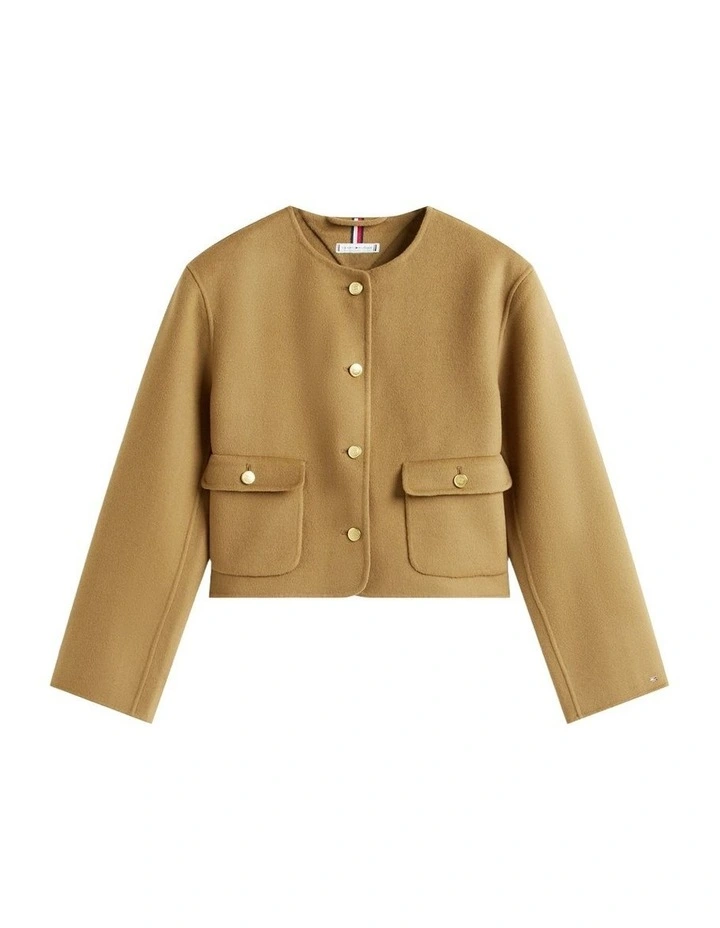 Double-Faced Wool Blend Jacket in Brown image 5