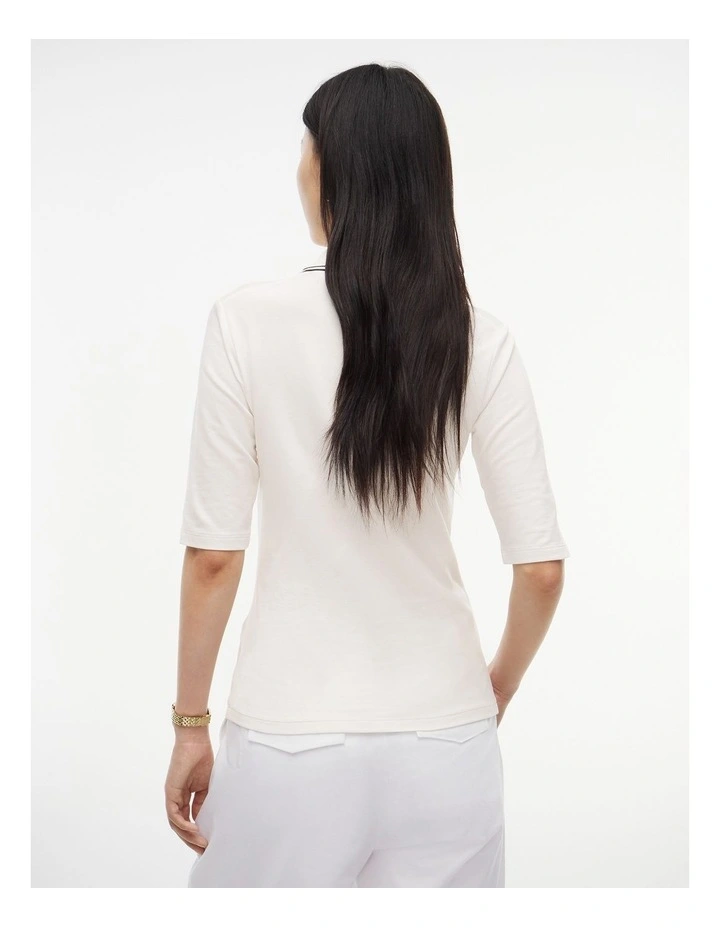 Slim Fit Tipped Half Sleeve Polo Shirt in White image 2
