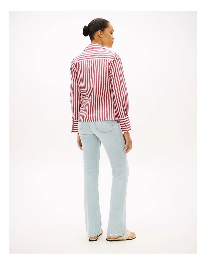 Slim Fit Wrap Knot Poplin Shirt in Red image 2