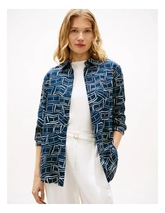 Regular Fit Linen Shirt in Blue