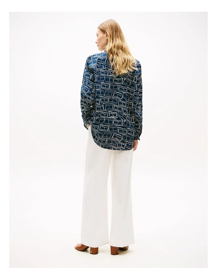 Regular Fit Linen Shirt in Blue image 2