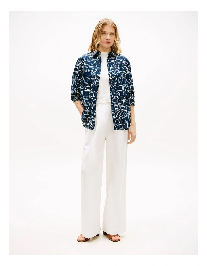 Regular Fit Linen Shirt in Blue image 4