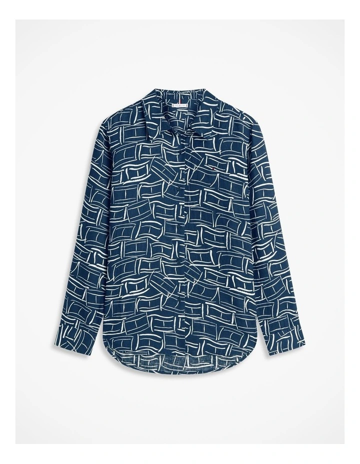 Regular Fit Linen Shirt in Blue image 5