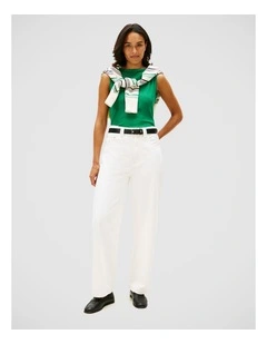 Ribbed Boatneck Tank in Green