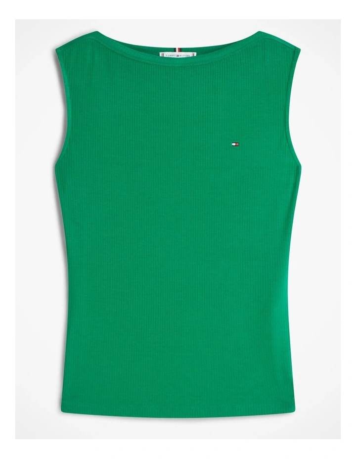 Ribbed Boatneck Tank in Green image 5