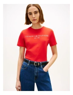 Modern Corp Logo Flag T-Shirt in Red