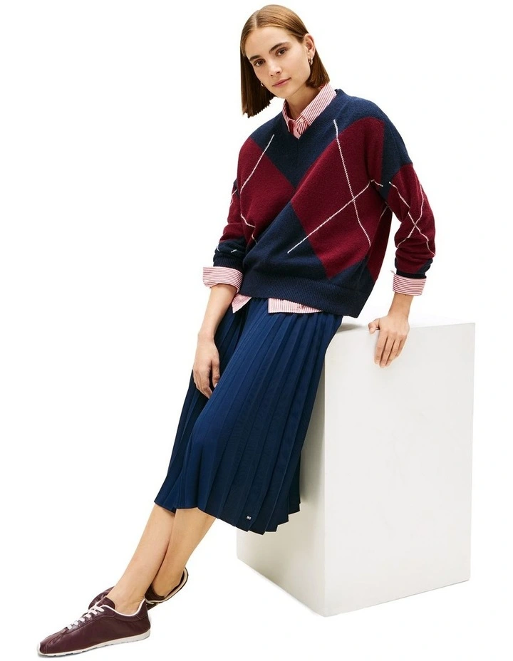 Pleated Midi Skirt in Blue image 4