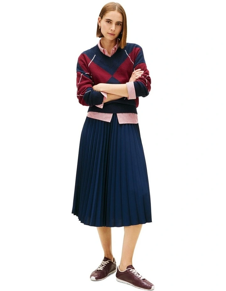 Pleated Midi Skirt in Blue image 5