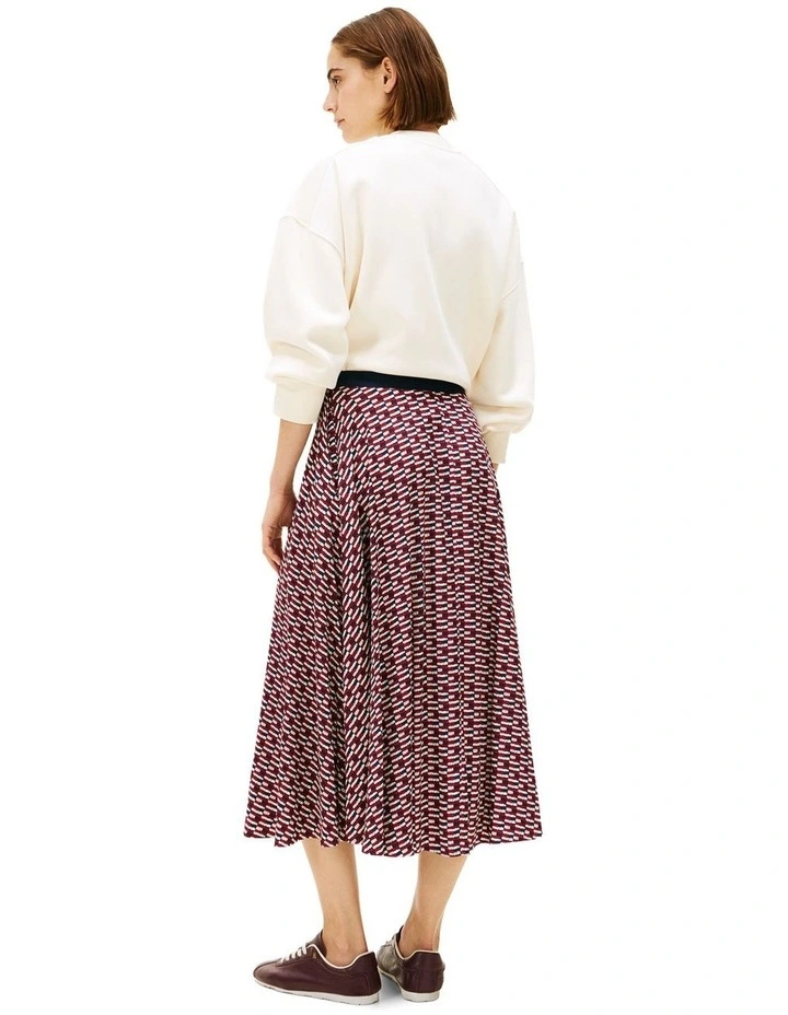 A-Line Twill Midi Skirt in Blue image 2
