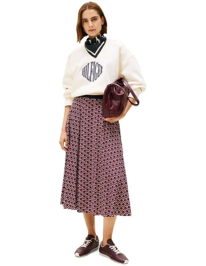 A-Line Twill Midi Skirt in Blue image 4