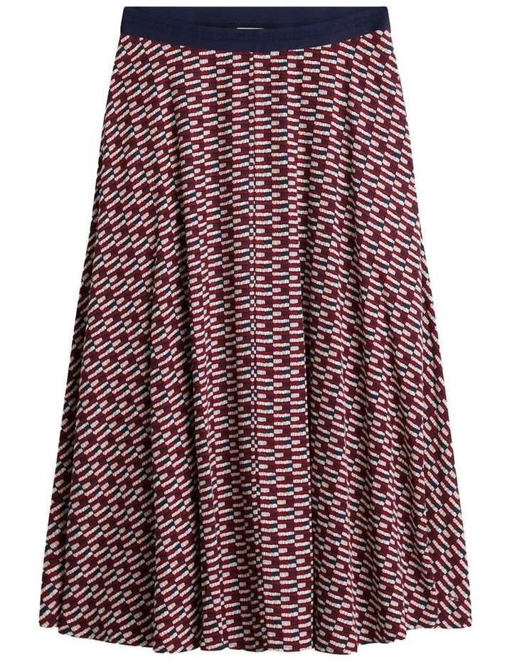 A-Line Twill Midi Skirt in Blue image 5