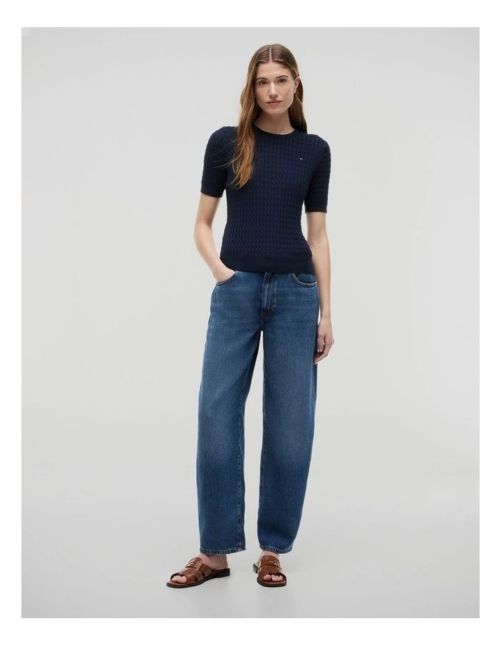 Mid Rise Barrel Leg Jeans in Blue image 1