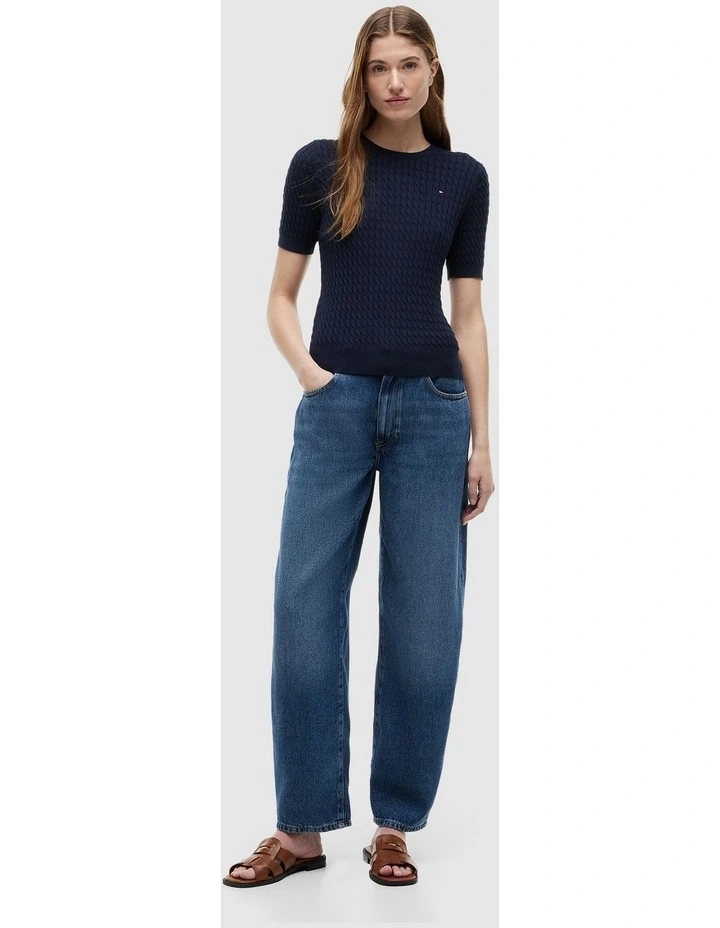 Mid Rise Barrel Leg Jeans in Blue image 1