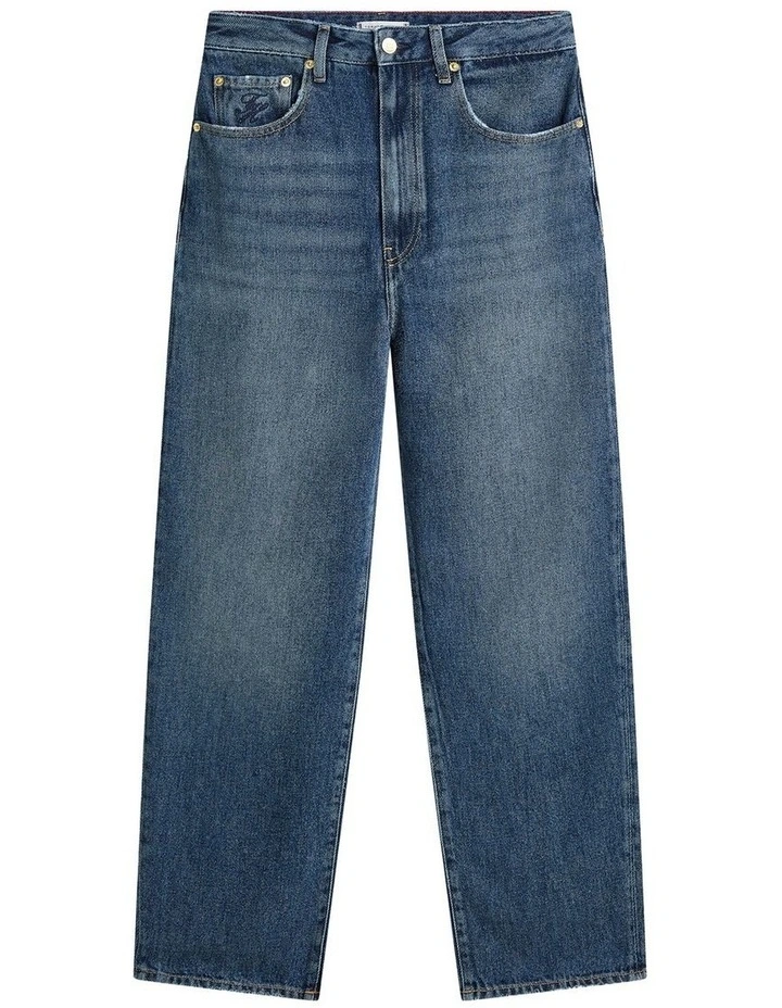 Mid Rise Barrel Leg Jeans in Blue image 5