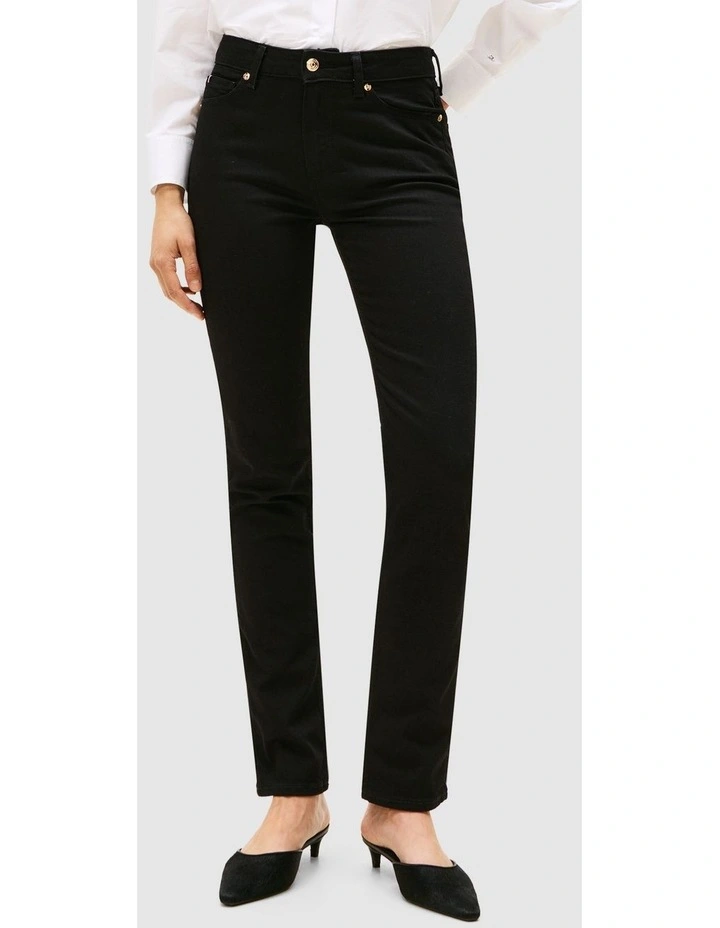 Mid Rise Slim Jeans in Black image 2