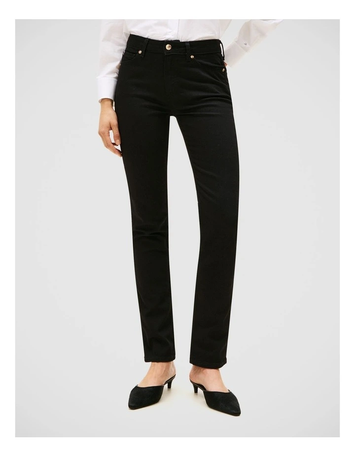 Mid Rise Slim Jeans in Black image 4