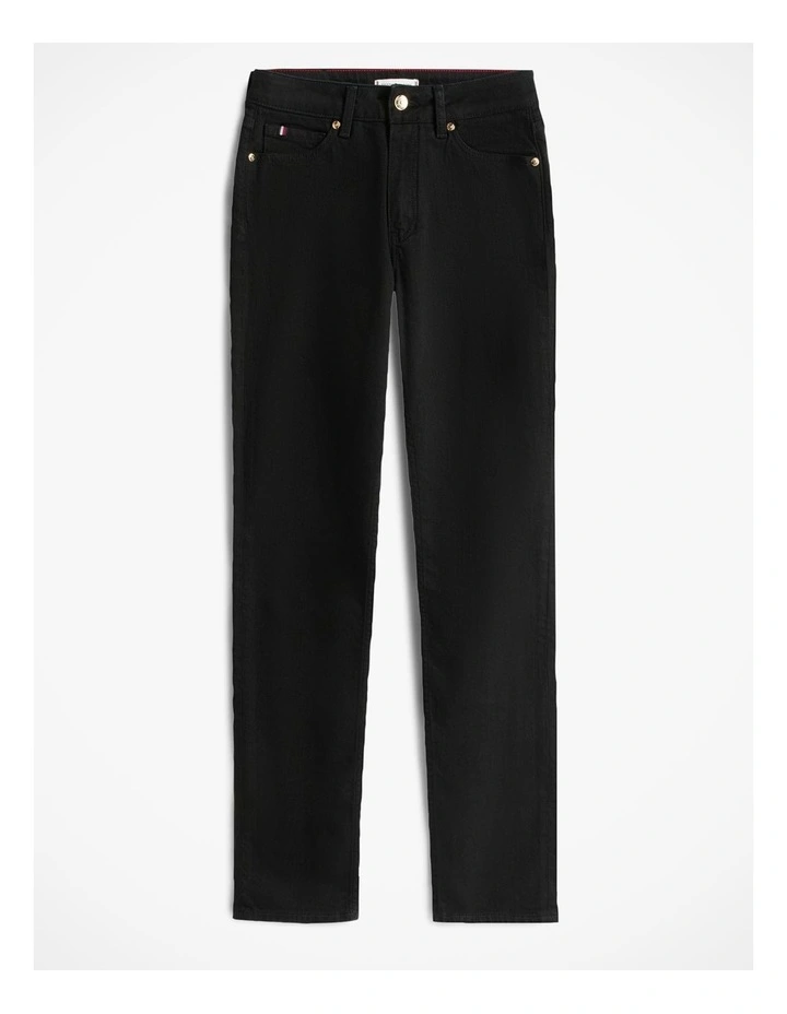 Mid Rise Slim Jeans in Black image 5