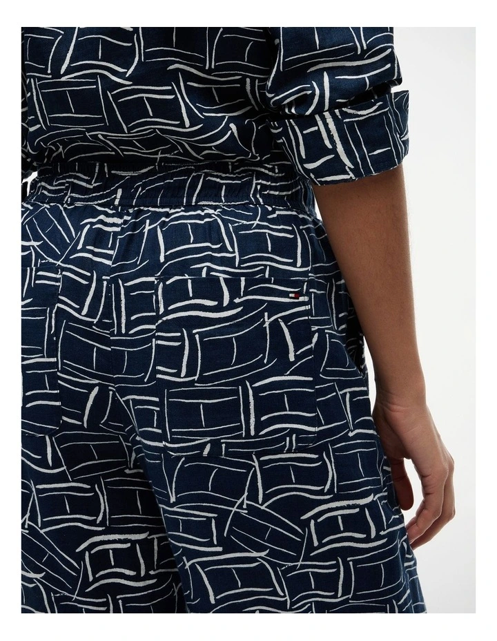 Relaxed Wide Leg Pure Linen Trousers in Blue image 3
