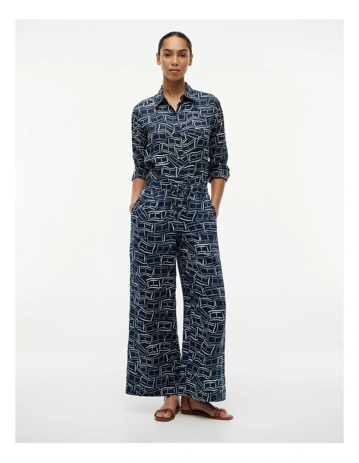 Relaxed Wide Leg Pure Linen Trousers in Blue image 4