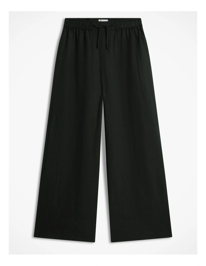 Relaxed Wide Leg Pure Linen Trousers in Black image 5