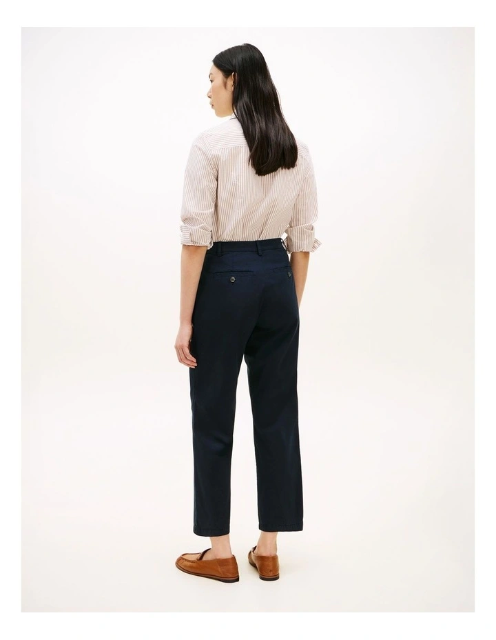 Washed Slim Straight Leg Chinos in Blue image 2