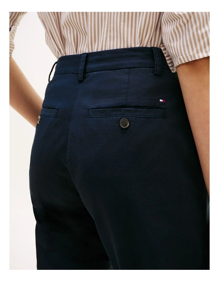 Washed Slim Straight Leg Chinos in Blue image 3