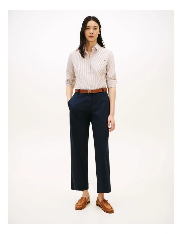 Washed Slim Straight Leg Chinos in Blue image 4