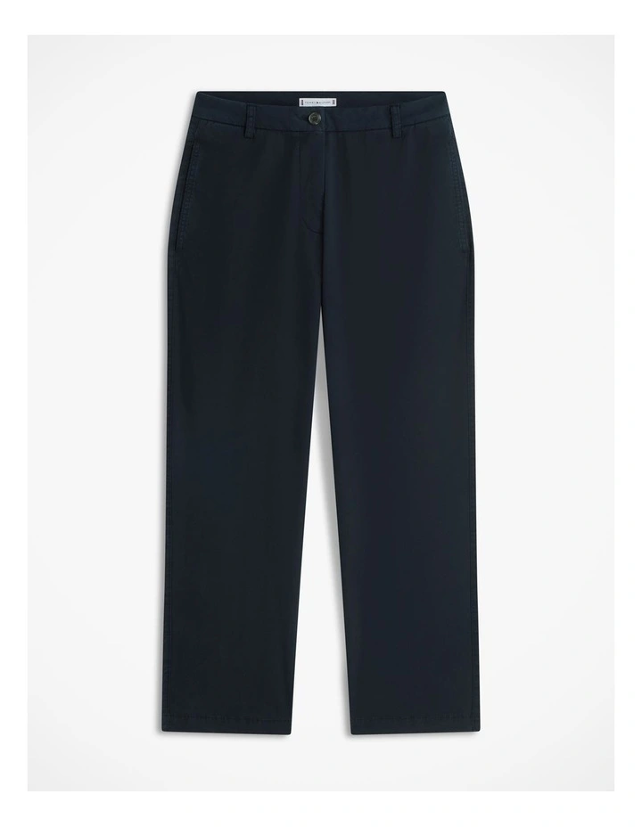 Washed Slim Straight Leg Chinos in Blue image 5