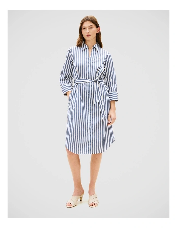 Belted Relaxed Midi Shirt Dress image 1