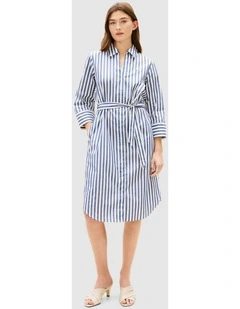 Belted Relaxed Midi Shirt Dress