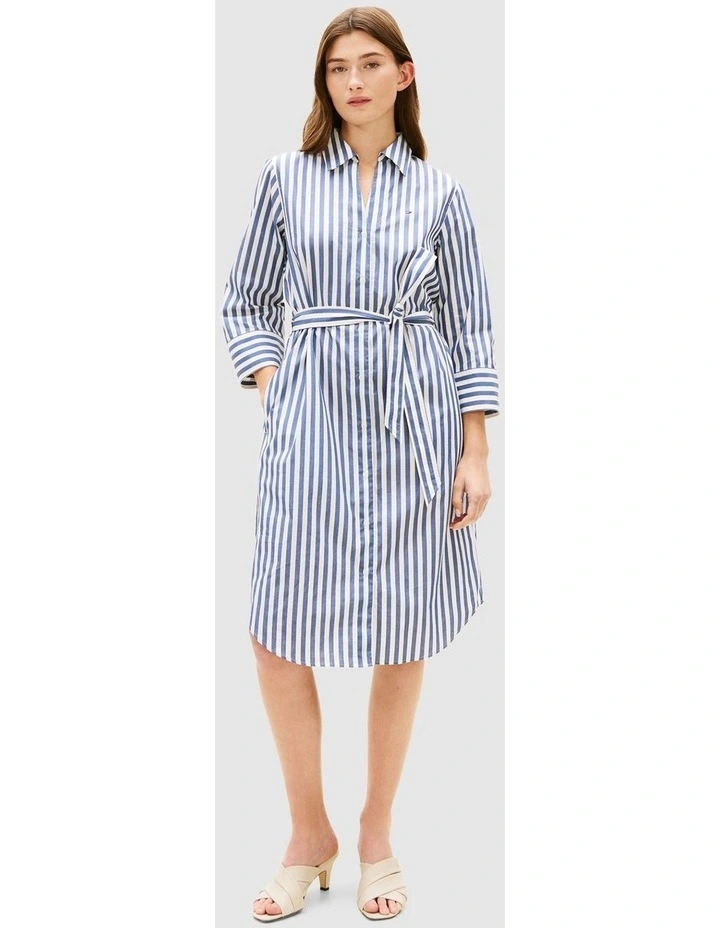 Belted Relaxed Midi Shirt Dress image 1