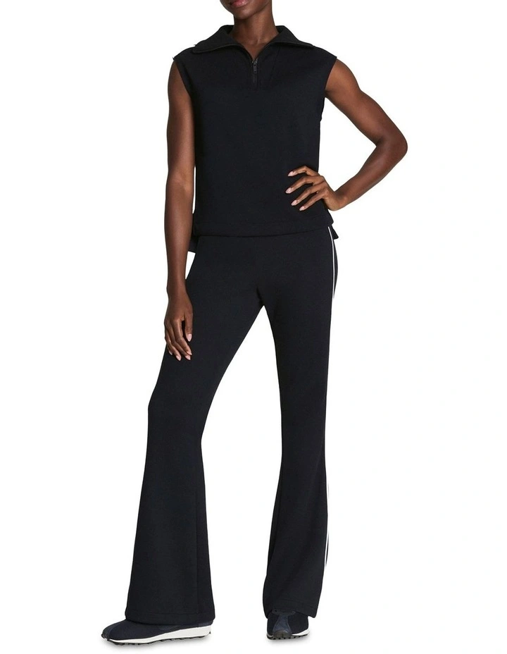 Air Essentials Pique Sleeveless Half Zip Top in Black image 3